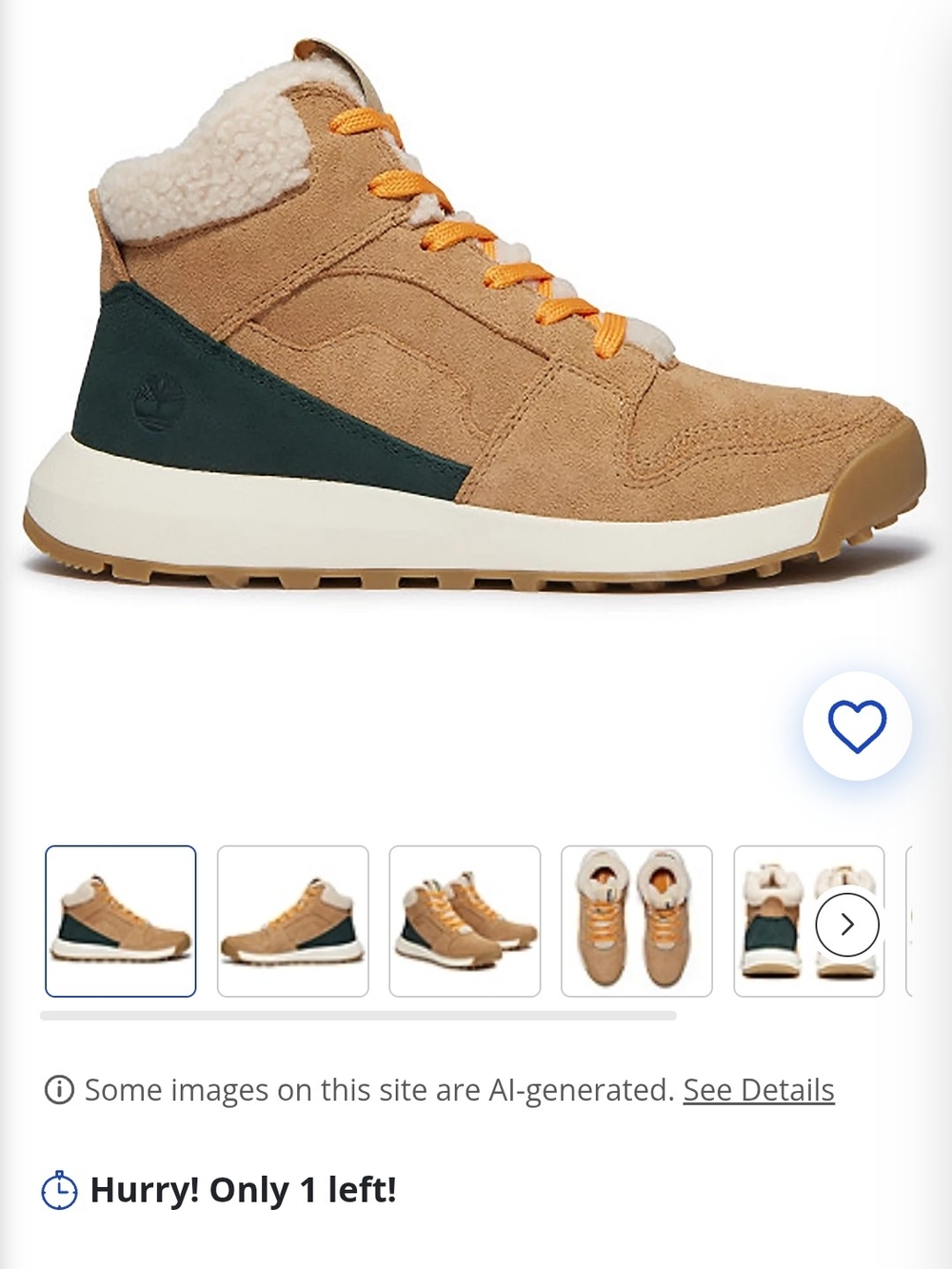 Timberland Kids' Tan Suede High-Top Sneakers with Green Accent
